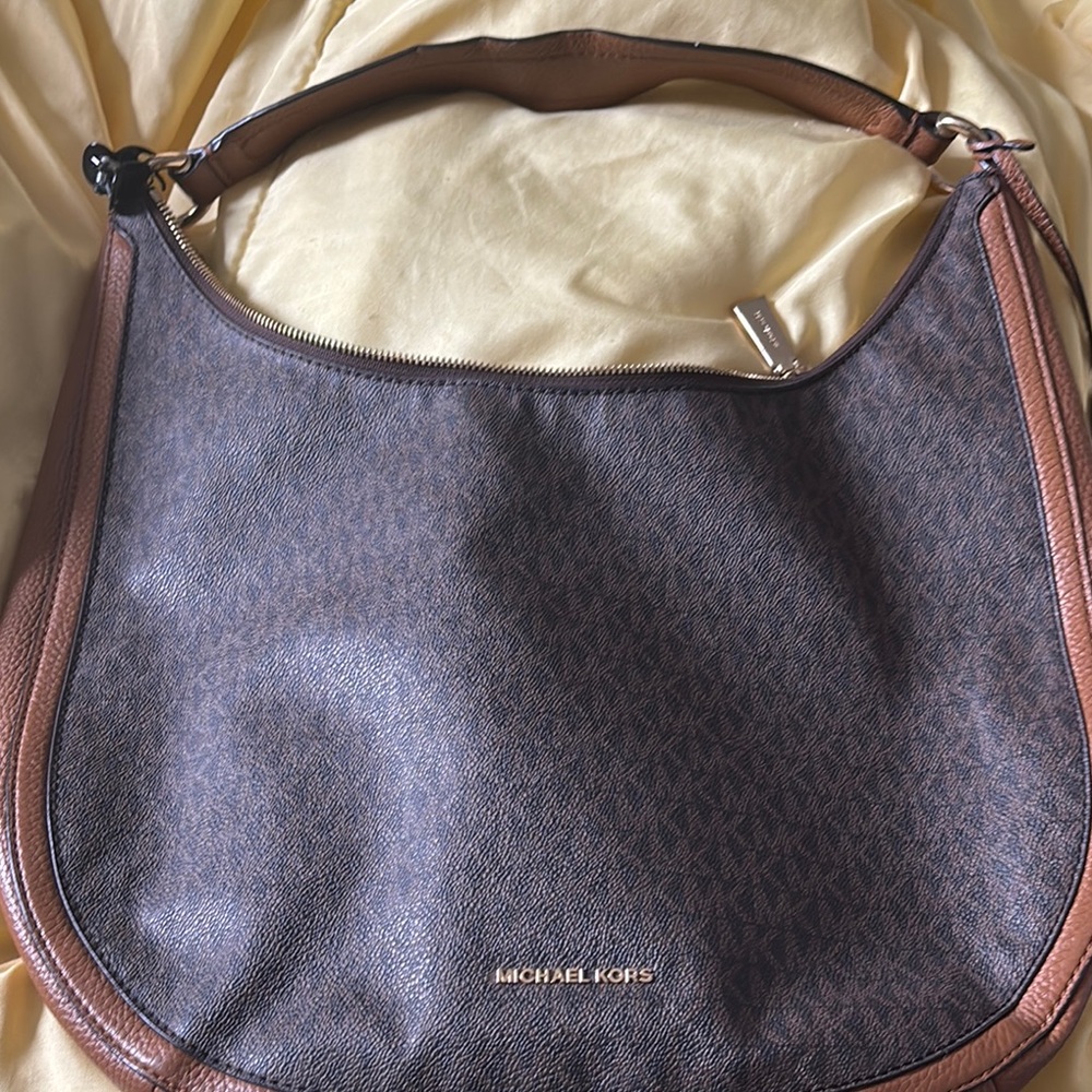 Michael Kors Signature Brown and Tan Hobo Bag